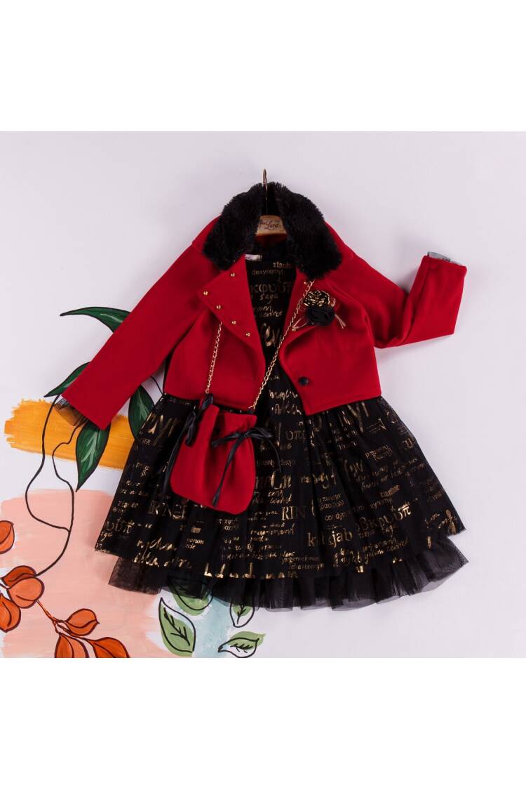 Wholesale 3-Piece Girls Dress with Fur Jacket and Bag 2-6Y - Brand: Miss Lore - Kids & Baby Clothes Wholesale - Globality Store