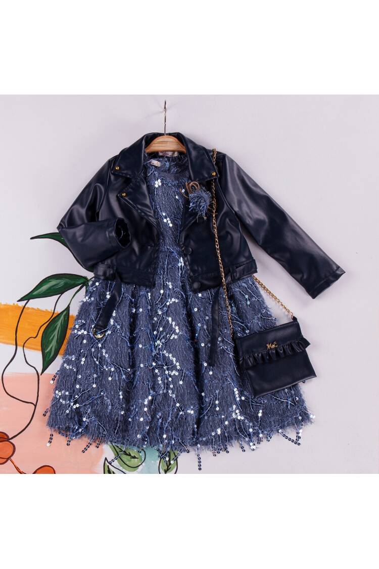 Wholesale 3-Piece Girls Dress with Leatherette Jacket and Bag 2-6Y - Brand: Miss Lore - Kids & Baby Clothes Wholesale - Globality Store