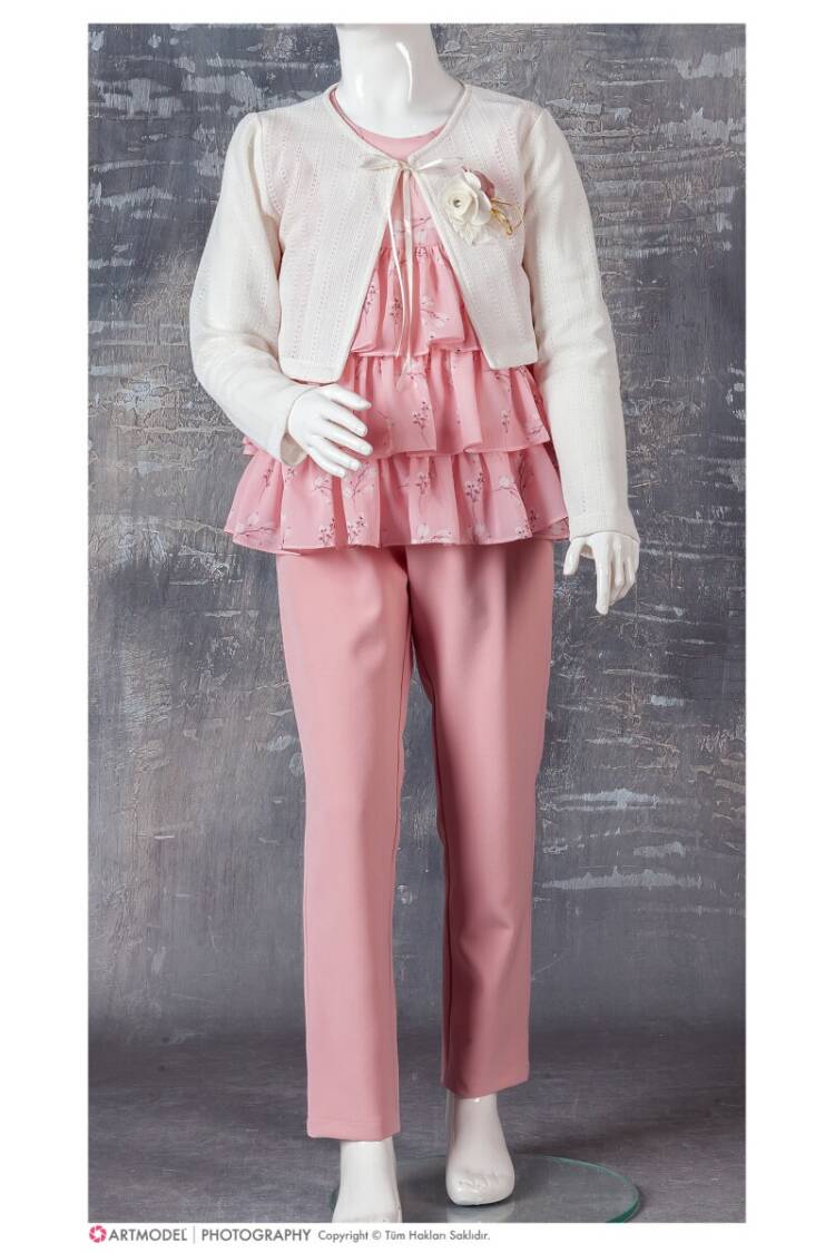 Wholesale 3-Piece Girls Set with Blouse, Pants and Bolero 9-12Y - Brand: Tivido - Kids & Baby Clothes Wholesale - Globality Store