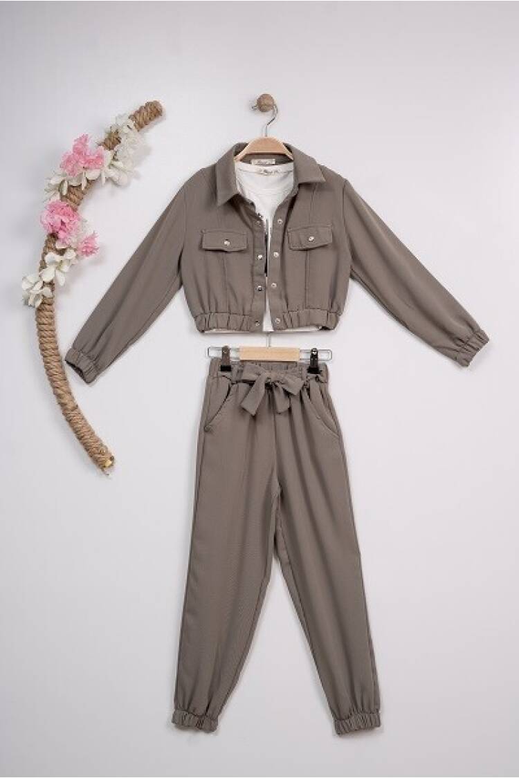 Wholesale 3-Piece Girls Set with Jacket, Pants and T-Shirt 7-10Y - Brand: Büşra Bebe - Kids & Baby Clothes Wholesale - Globality Store