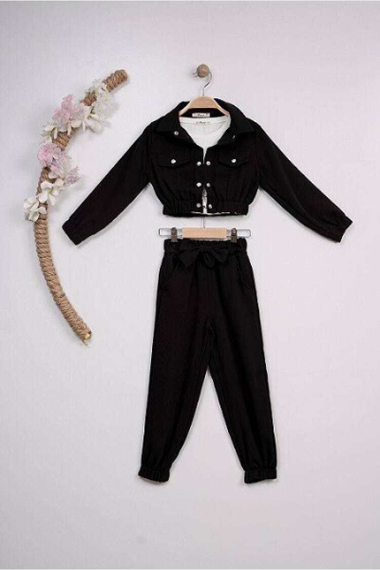 Wholesale 3-Piece Girls Set with Jacket, Pants and T-Shirt 7-10Y - Brand: Büşra Bebe - Kids & Baby Clothes Wholesale - Globality Store