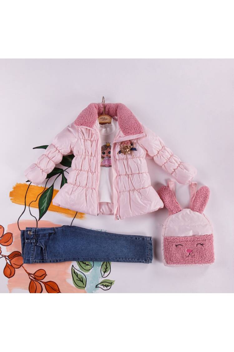 Wholesale 4-Piece Girls Set with Coat, Body, Denim Pants and Bag 2-5Y - Brand: Miss Lore - Kids & Baby Clothes Wholesale - Globality Store