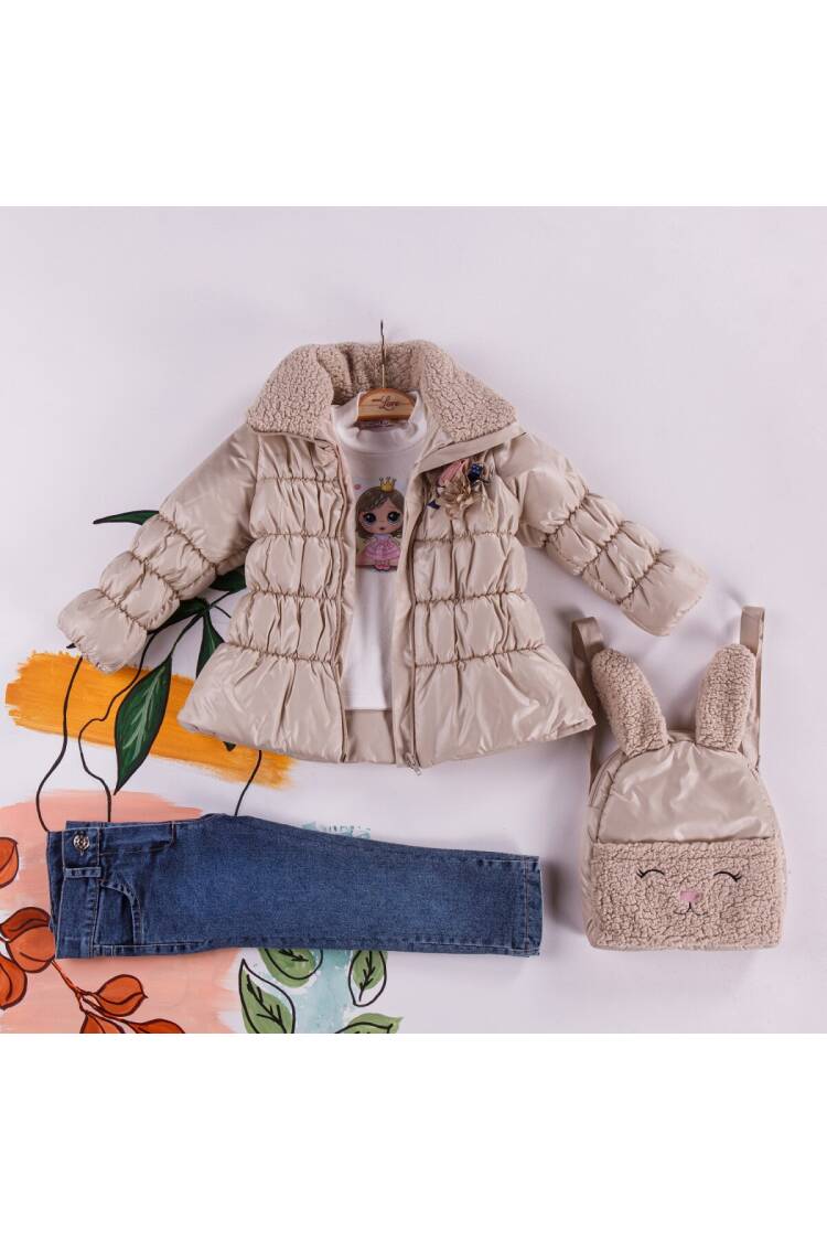 Wholesale 4-Piece Girls Set with Coat, Body, Denim Pants and Bag 2-5Y - Brand: Miss Lore - Kids & Baby Clothes Wholesale - Globality Store