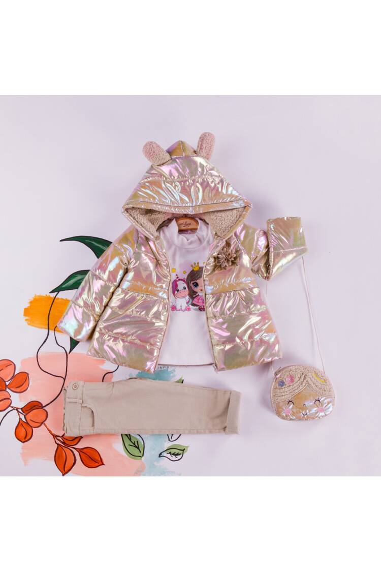 Wholesale 4-Piece Girls Set with Coat, Long Sleeve T-shirt, Pants and Bag 2-5Y - Brand: Miss Lore - Kids & Baby Clothes Wholesale - Globality Store