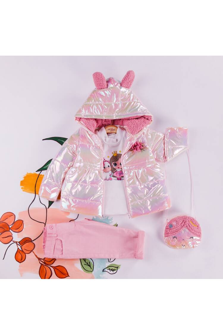 Wholesale 4-Piece Girls Set with Coat, Long Sleeve T-shirt, Pants and Bag 2-5Y - Brand: Miss Lore - Kids & Baby Clothes Wholesale - Globality Store