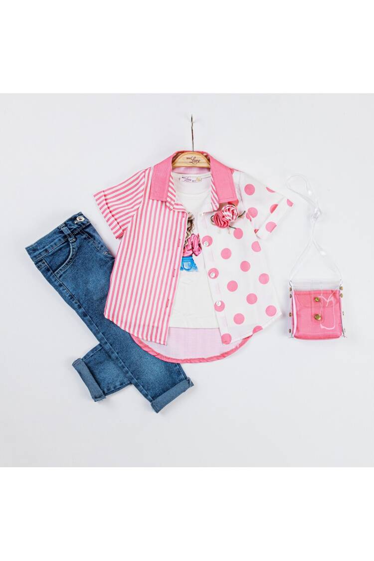 Wholesale 4-Piece Girls Shirt Denim Pants Bag and T-shirt 2-6Y - Brand: Miss Lore - Kids & Baby Clothes Wholesale - Globality Store
