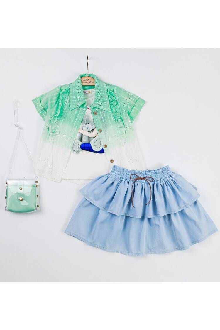 Wholesale 4-Piece Girls Shirt Skirt T-shirt and Bag Set 2-6Y - Brand: Miss Lore - Kids & Baby Clothes Wholesale - Globality Store