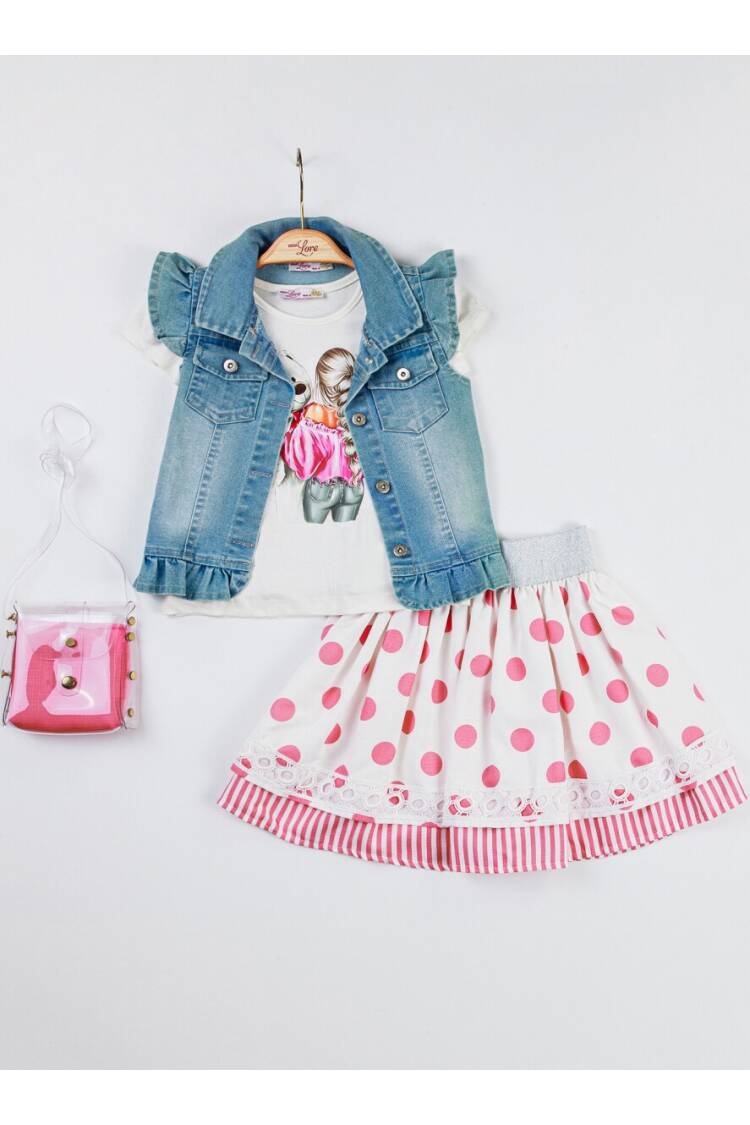 Wholesale 4-Piece Girls Skirt Denim Jacket T-shirt and Bag 2-6Y - Brand: Miss Lore - Kids & Baby Clothes Wholesale - Globality Store