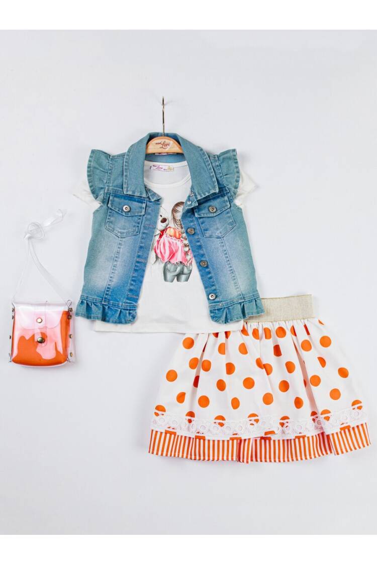 Wholesale 4-Piece Girls Skirt Denim Jacket T-shirt and Bag 2-6Y - Brand: Miss Lore - Kids & Baby Clothes Wholesale - Globality Store