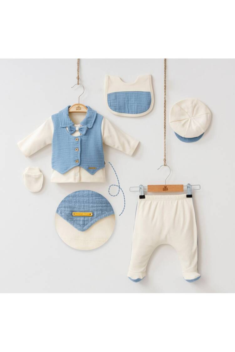 Wholesale 5-Piece Baby Boys Newborn Body Pants Hat Glove Bib Set 0-3M - Brand: Minizeyn - Kids & Baby Clothes Wholesale - Globality Store