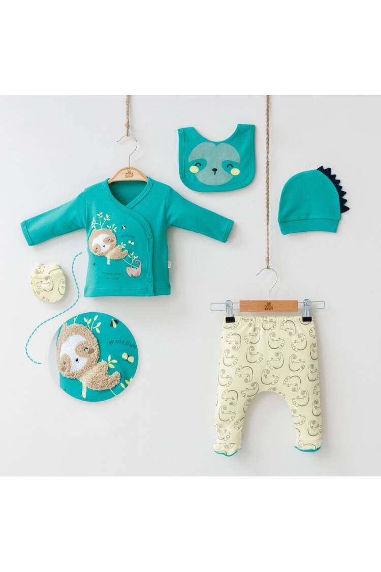 Wholesale 5-Piece Newborn Baby Boys Body Pants Bib Glove and Hat 0-3M - Brand: Minizeyn - Kids & Baby Clothes Wholesale - Globality Store