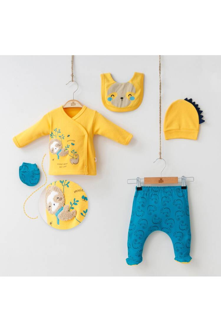 Wholesale 5-Piece Newborn Baby Boys Body Pants Bib Glove and Hat 0-3M - Brand: Minizeyn - Kids & Baby Clothes Wholesale - Globality Store