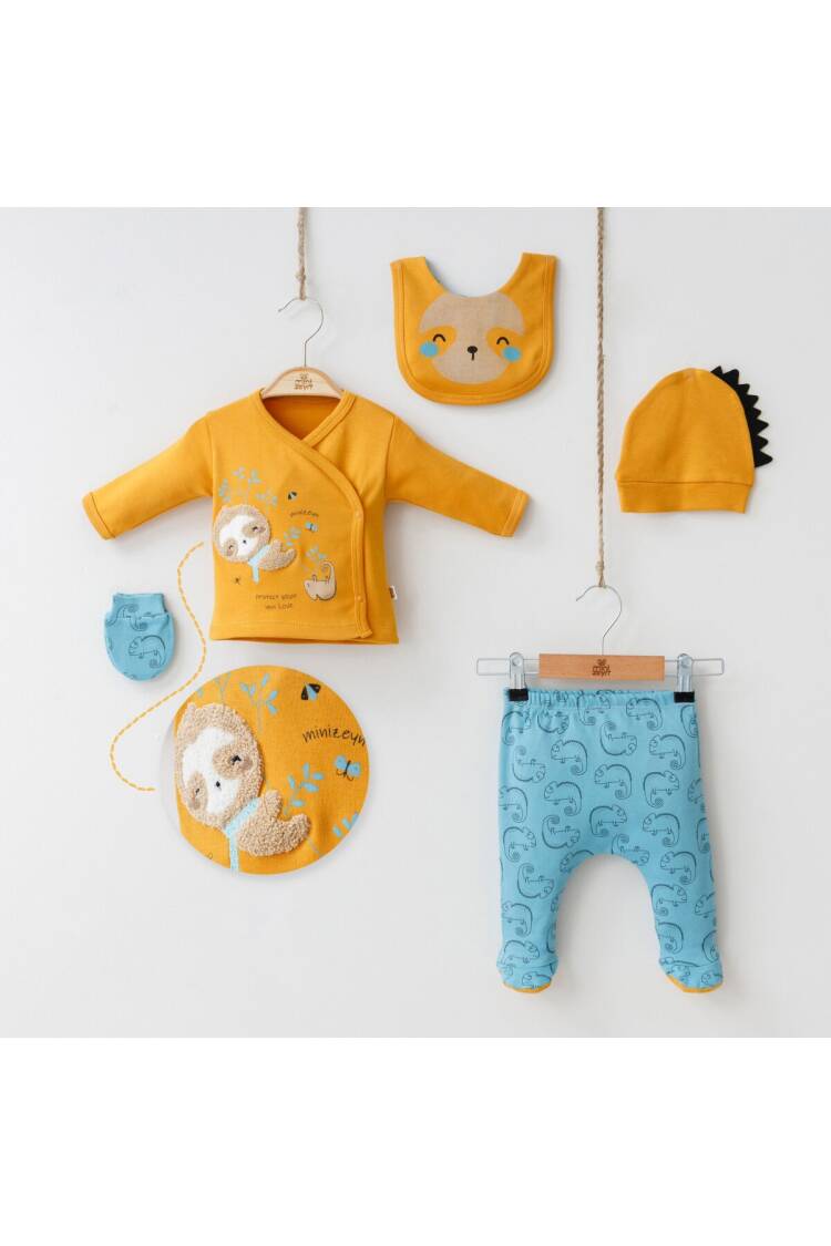 Wholesale 5-Piece Newborn Baby Boys Body Pants Bib Glove and Hat 0-3M - Brand: Minizeyn - Kids & Baby Clothes Wholesale - Globality Store