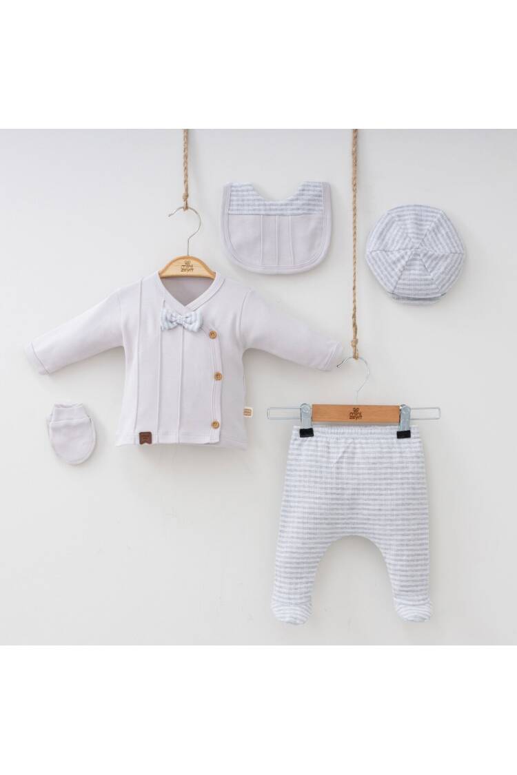 Wholesale 5-Piece Newborn Baby Boys Body Pants Hat Bib Glove 0-3M - Brand: Minizeyn - Kids & Baby Clothes Wholesale - Globality Store