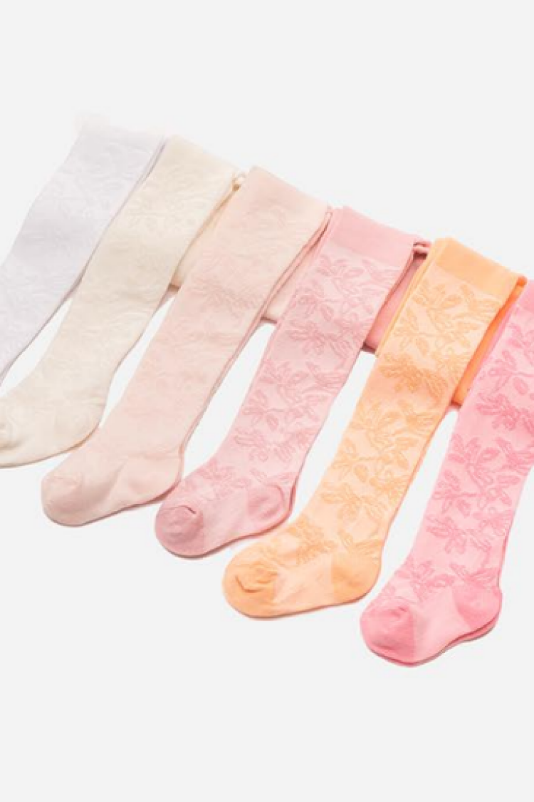 Wholesale 6-Piece Baby Tights with Flower Patterned - Brand: Defne - Kids & Baby Clothes Wholesale - Globality Store