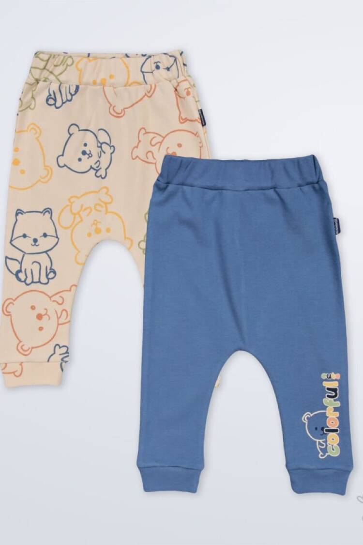 Wholesale Baby Boy 2 Pairs of Trousers 3-18M 1003-18562 - Brand: Miniworld - Kids & Baby Clothes Wholesale - Globality Store