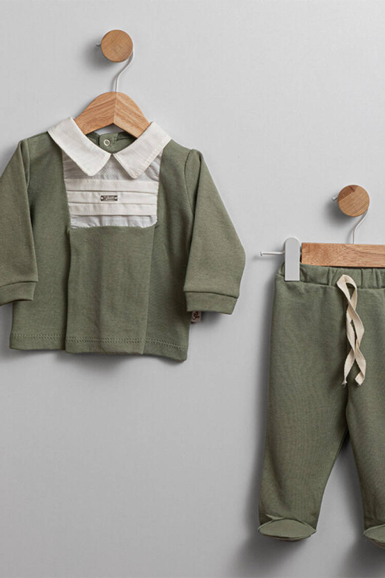 Wholesale Baby Boy 2-Piece Collar Detailed Sweat and Pants Set 0-6M - Brand: Flexi Baby - Kids & Baby Clothes Wholesale - Globality Store