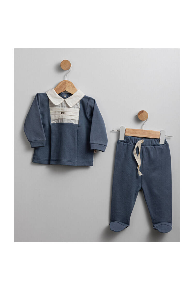 Wholesale Baby Boy 2-Piece Collar Detailed Sweat and Pants Set 0-6M - Brand: Flexi Baby - Kids & Baby Clothes Wholesale - Globality Store