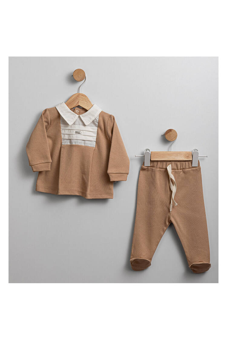 Wholesale Baby Boy 2-Piece Collar Detailed Sweat and Pants Set 0-6M - Brand: Flexi Baby - Kids & Baby Clothes Wholesale - Globality Store