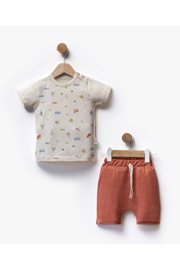 Wholesale Baby Boy 2-Piece Patterned T-shirt and Shorts Set 6-36M - Brand: Flexi Baby - Kids & Baby Clothes Wholesale - Globality Store