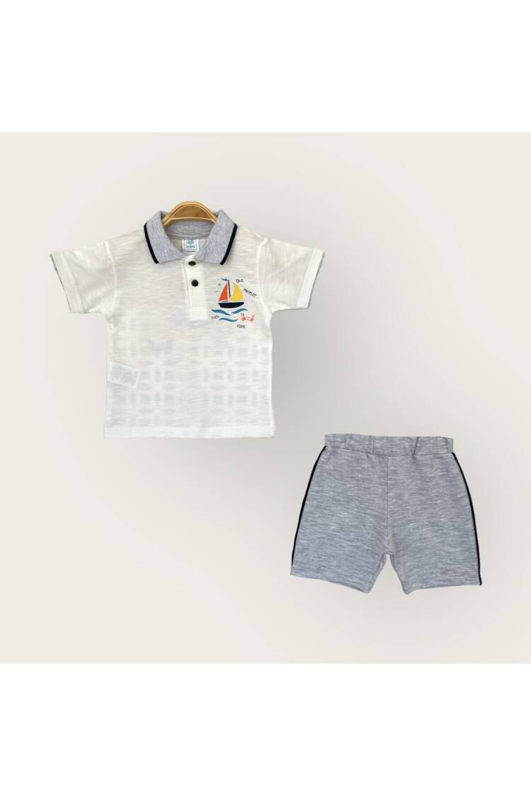 Wholesale Baby Boy 2-Piece Polo Neck T-Shirt and Shorts Set 1-4Y - Brand: Algiy Mini - Kids & Baby Clothes Wholesale - Globality Store