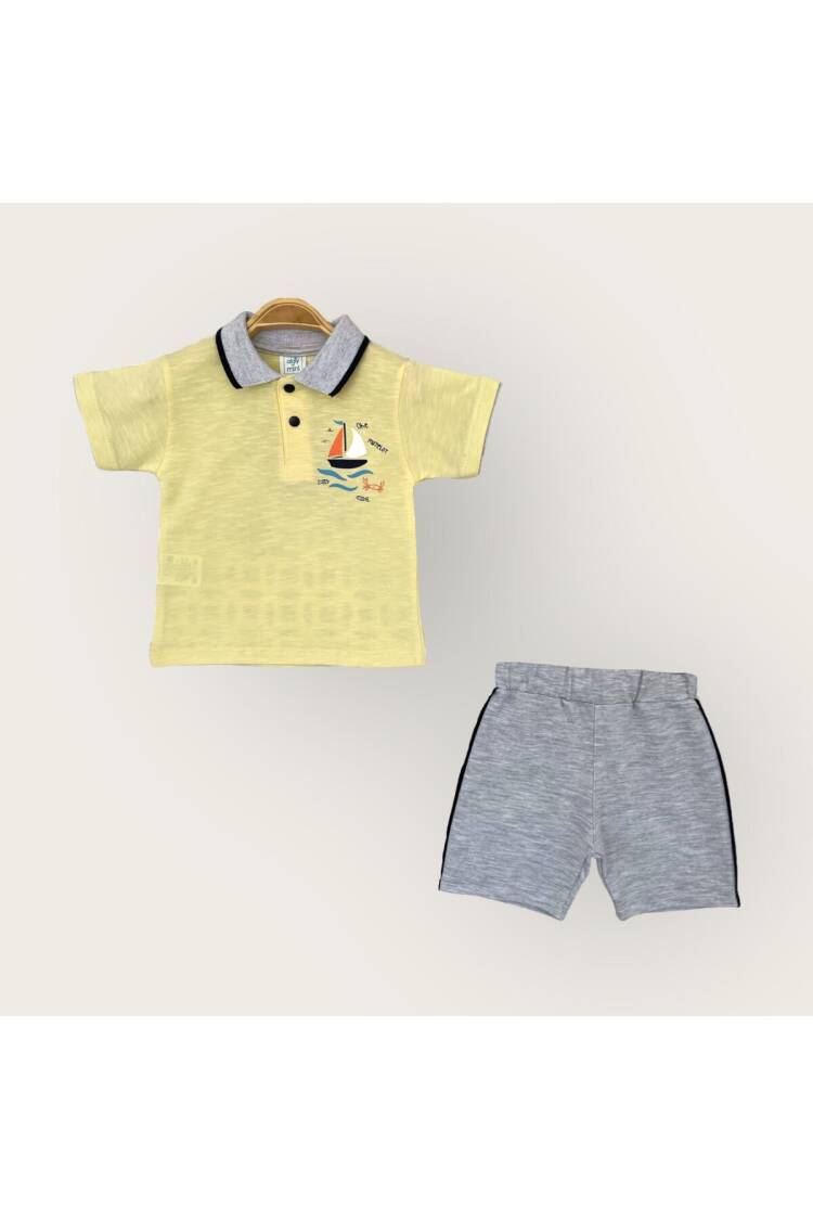 Wholesale Baby Boy 2-Piece Polo Neck T-Shirt and Shorts Set 1-4Y - Brand: Algiy Mini - Kids & Baby Clothes Wholesale - Globality Store