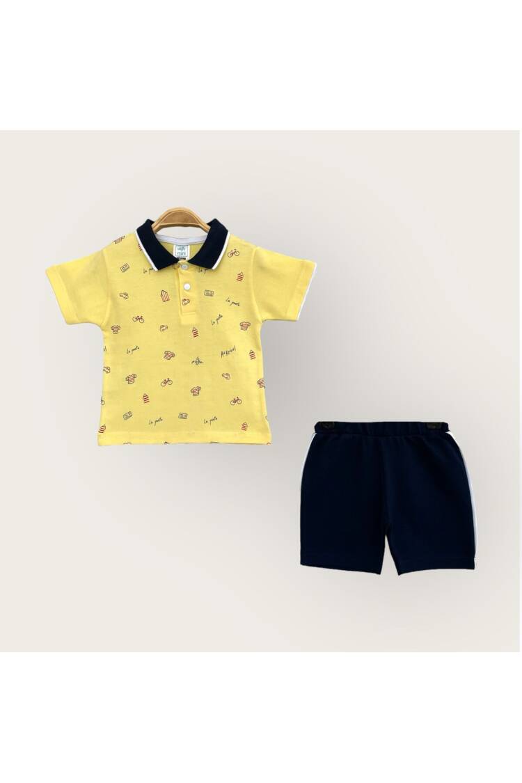 Wholesale Baby Boy 2-Piece Polo Neck T-Shirt and Shorts Set 6-18M - Brand: Algiy Mini - Kids & Baby Clothes Wholesale - Globality Store
