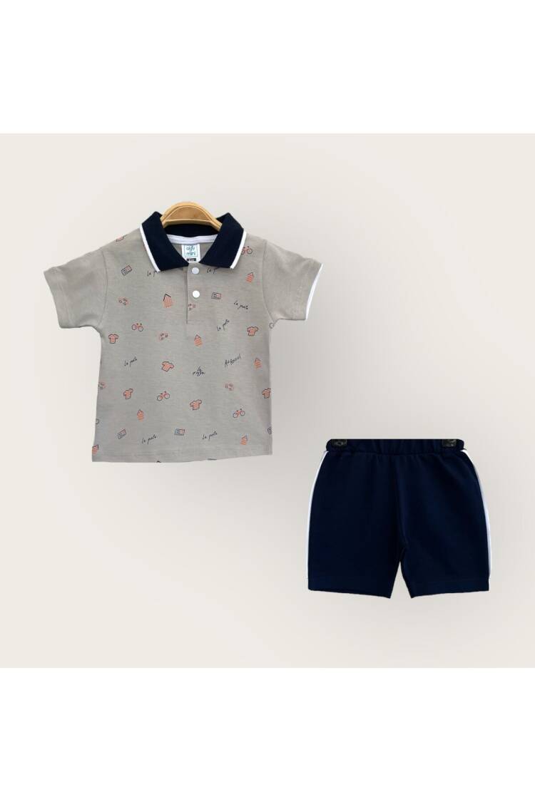 Wholesale Baby Boy 2-Piece Polo Neck T-Shirt and Shorts Set 6-18M - Brand: Algiy Mini - Kids & Baby Clothes Wholesale - Globality Store