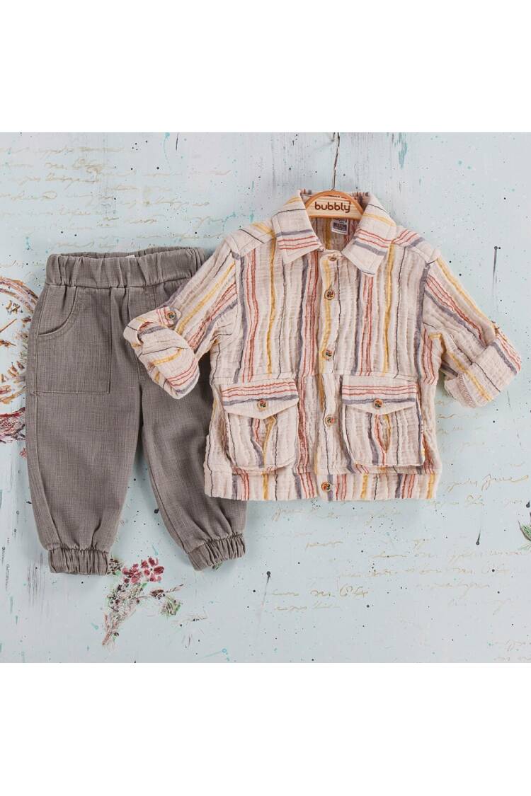 Wholesale Baby Boy 2 Pieces Shirt Trousers Set Suit 6-24M - Brand: Bubbly - Kids & Baby Clothes Wholesale - Globality Store