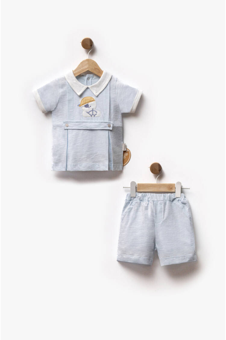 Wholesale Baby Boy 2pcs Embroidered Shorts T-shirt Set 6-24M - Brand: Bebbemini - Kids & Baby Clothes Wholesale - Globality Store