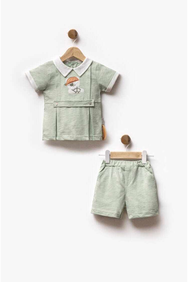 Wholesale Baby Boy 2pcs Embroidered Shorts T-shirt Set 6-24M - Brand: Bebbemini - Kids & Baby Clothes Wholesale - Globality Store