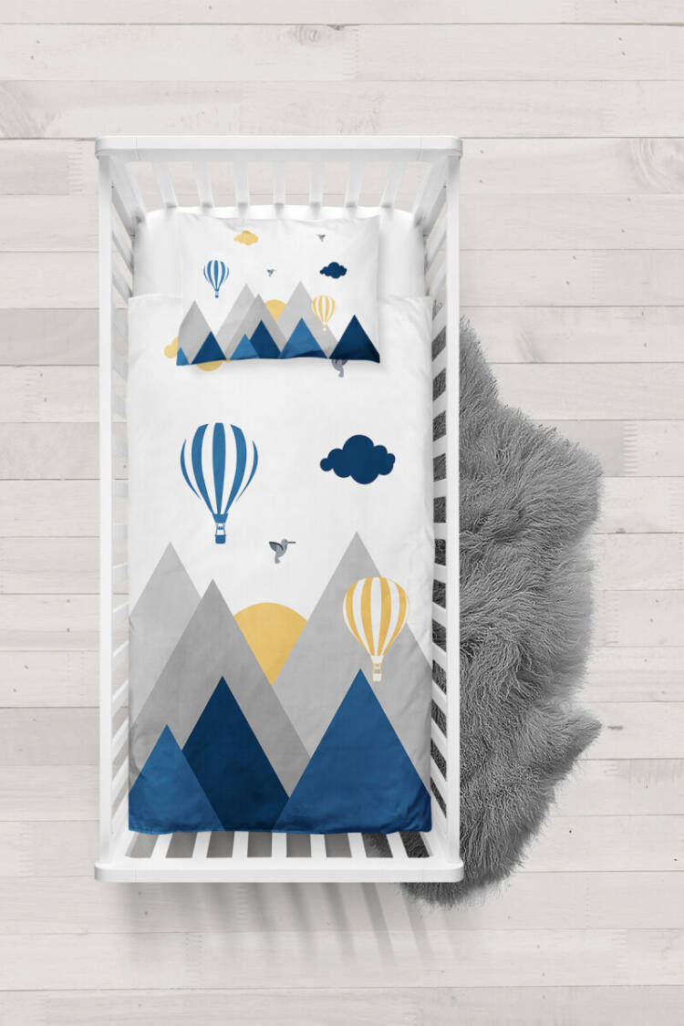 Wholesale Baby Boy 3-Peice Bird and Mountain Patterned Duvet Cover Set 100*150cm - Brand: Talia Home - Kids & Baby Clothes Wholesale - Globality Store