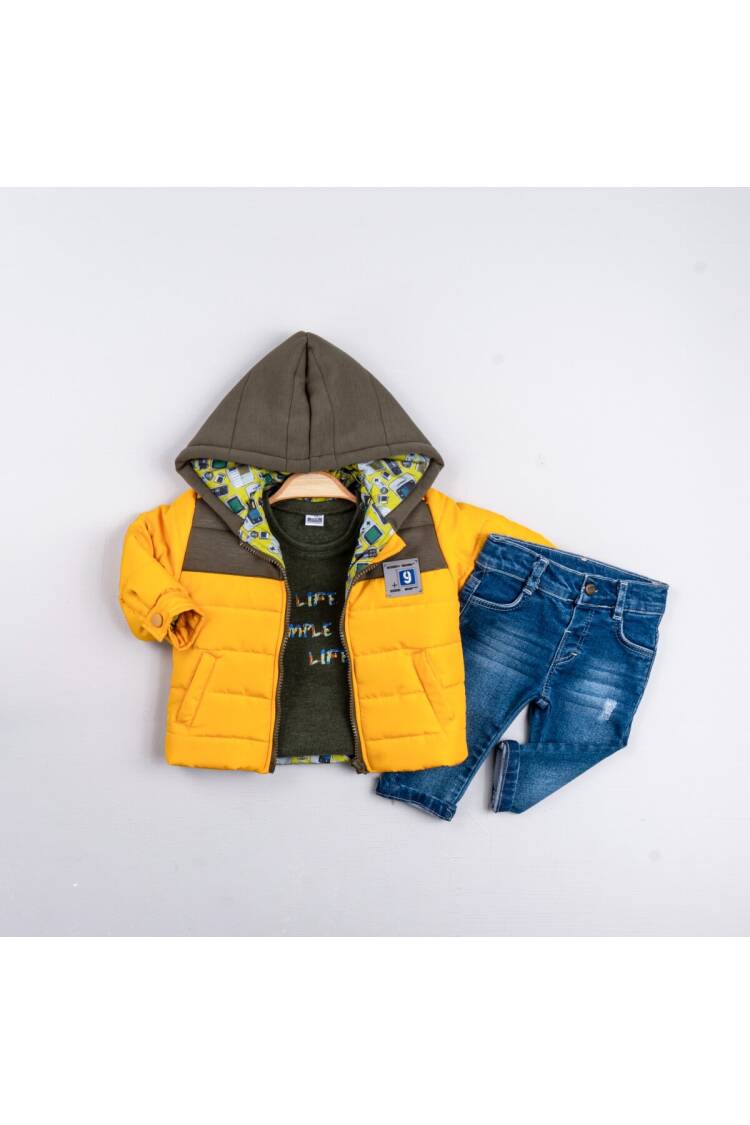 Wholesale Baby Boy 3-Piece Coat Sweat and Jeans Trousers Set 6-24M - Brand: Bubbly - Kids & Baby Clothes Wholesale - Globality Store