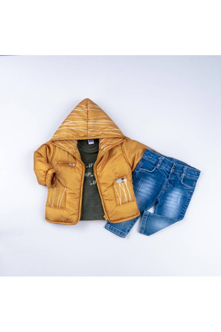 Wholesale Baby Boy 3-Piece Coat Sweatshirt and Jeans Trousers Set 6-24M - Brand: Bubbly - Kids & Baby Clothes Wholesale - Globality Store