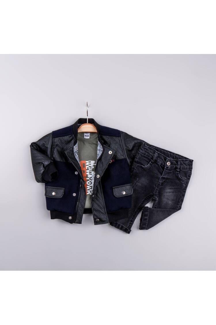 Wholesale Baby Boy 3-Piece Jacket Sweat and Jeans Trousers Set 6-24M - Brand: Bubbly - Kids & Baby Clothes Wholesale - Globality Store