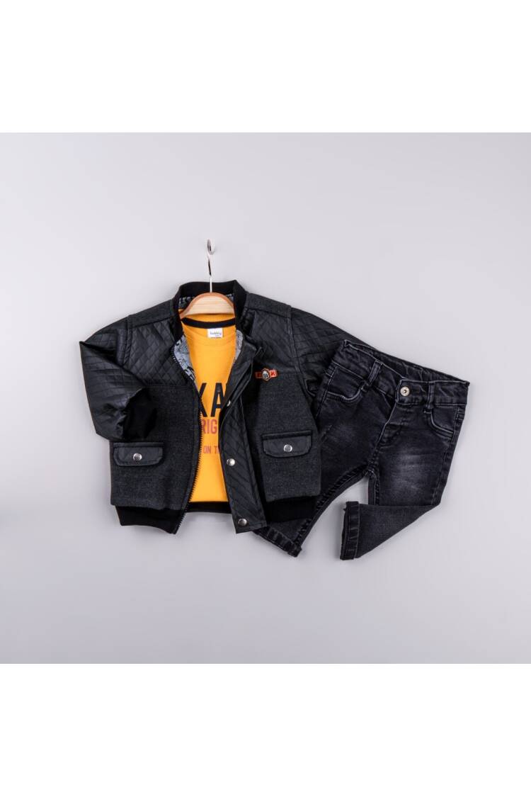 Wholesale Baby Boy 3-Piece Jacket Sweat and Jeans Trousers Set 6-24M - Brand: Bubbly - Kids & Baby Clothes Wholesale - Globality Store
