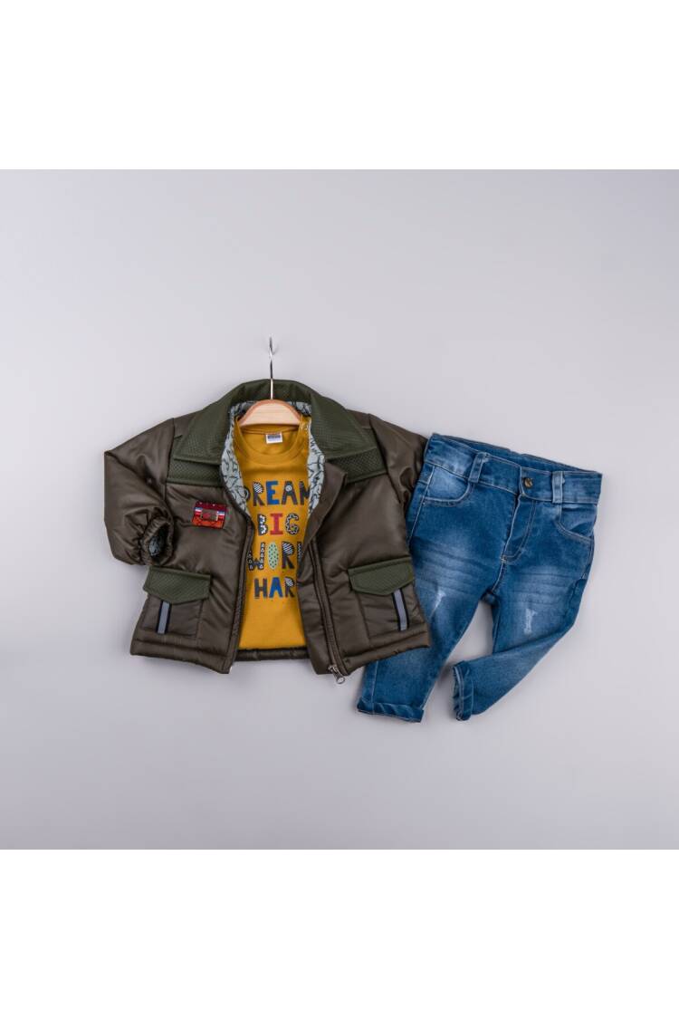 Wholesale Baby Boy 3-Piece Jacket Sweat and Jeans Trousers Set 6-24M - Brand: Bubbly - Kids & Baby Clothes Wholesale - Globality Store