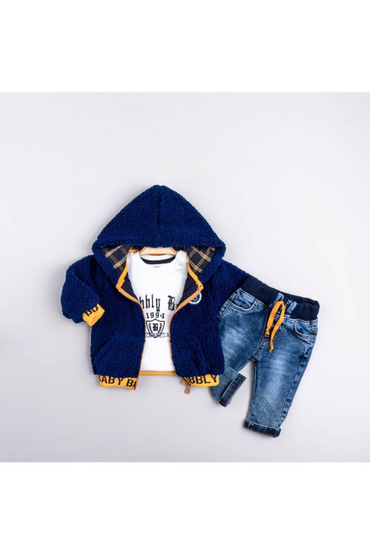 Wholesale Baby Boy 3-Piece Jacket Sweat and Jeans Trousers Set 6-24M - Brand: Bubbly - Kids & Baby Clothes Wholesale - Globality Store