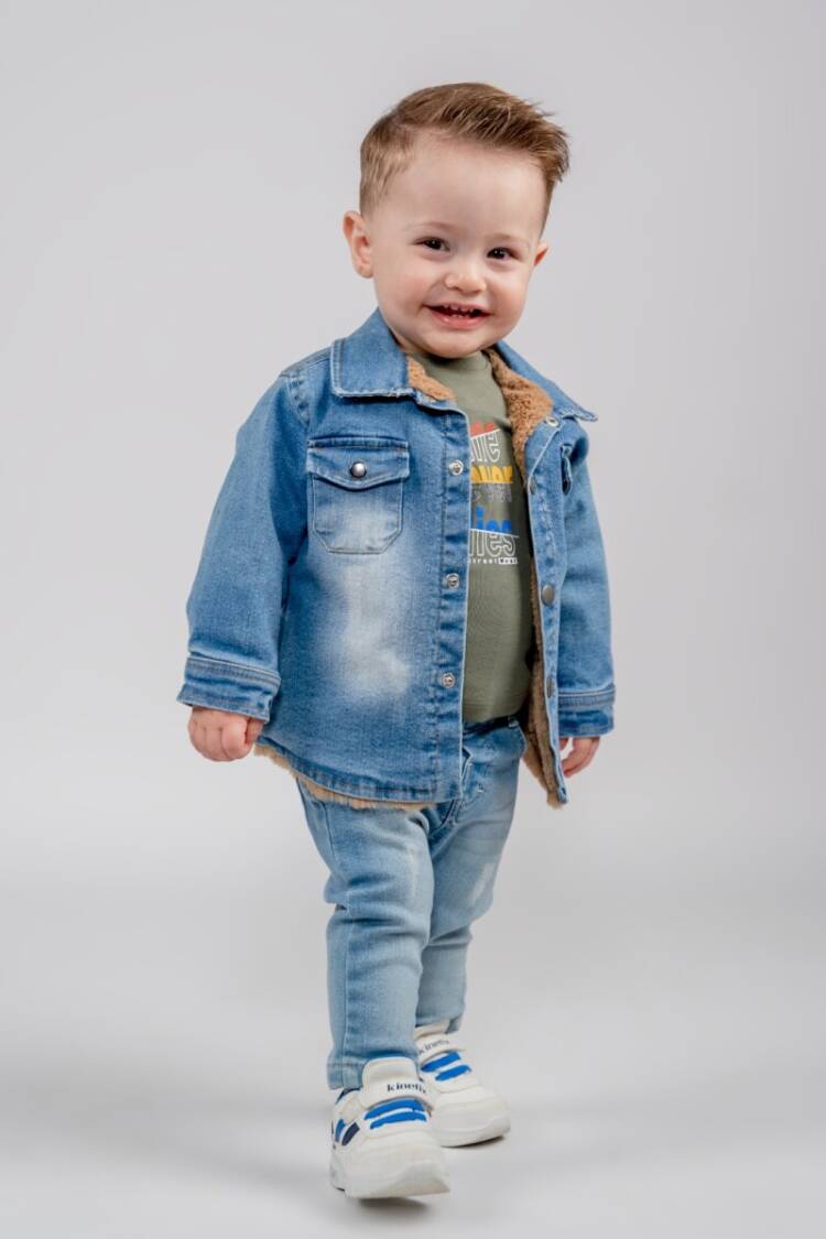 Wholesale Baby Boy 3-Piece Printed Jacket Sweat and Jeans Trousers Set 6-24M - Brand: Bubbly - Kids & Baby Clothes Wholesale - Globality Store