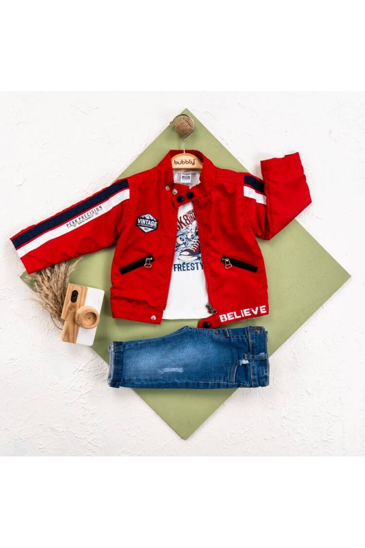 Wholesale Baby Boy 3 Pieces Jacket Trousers Set Suit 6-24M - Brand: Bubbly - Kids & Baby Clothes Wholesale - Globality Store