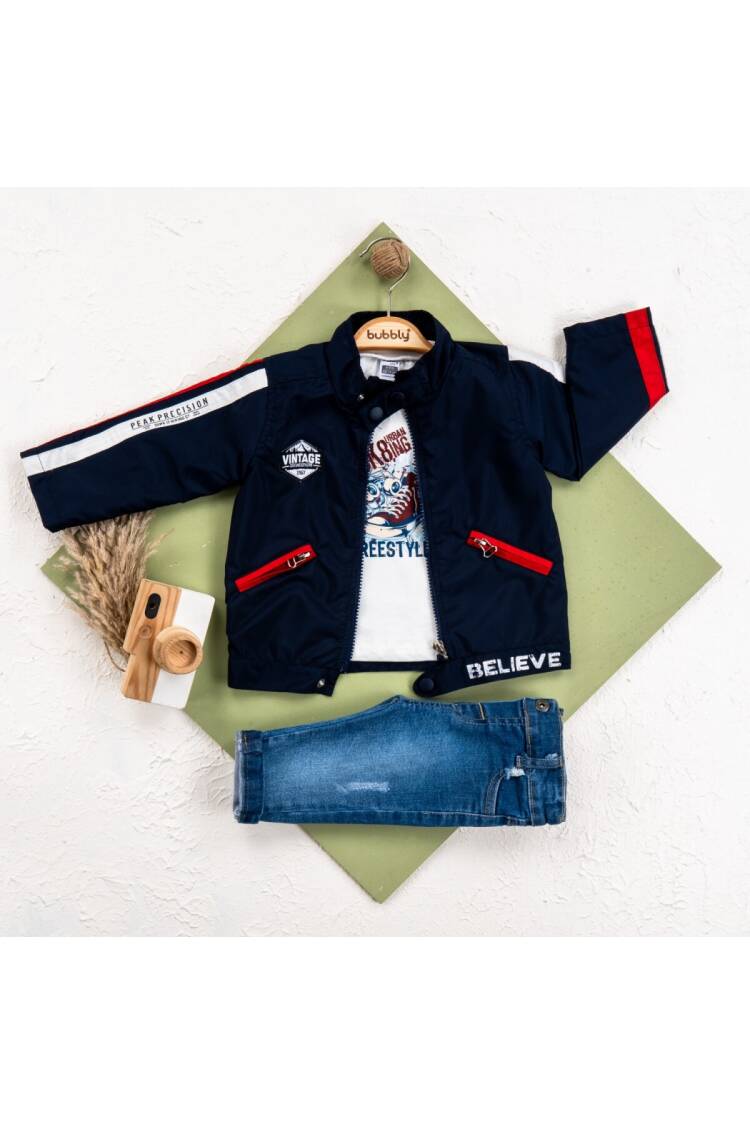 Wholesale Baby Boy 3 Pieces Jacket Trousers Set Suit 6-24M - Brand: Bubbly - Kids & Baby Clothes Wholesale - Globality Store