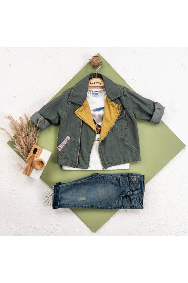 Wholesale Baby Boy 3 Pieces Jacket Trousers Set Suit 6-24M - Brand: Bubbly - Kids & Baby Clothes Wholesale - Globality Store
