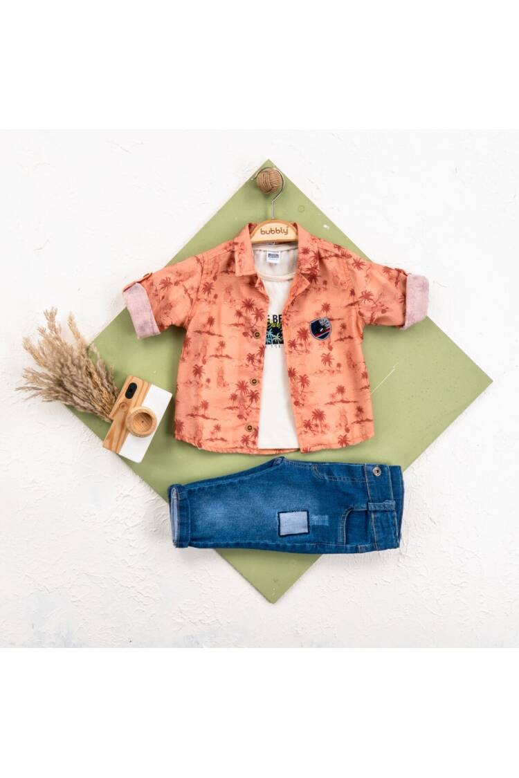 Wholesale Baby Boy 3 Pieces Shirt Trousers Set Suit 6-24M - Brand: Bubbly - Kids & Baby Clothes Wholesale - Globality Store