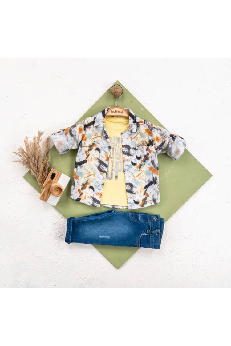 Wholesale Baby Boy 3 Pieces Shirt Trousers Set Suit 6-24M - Brand: Bubbly - Kids & Baby Clothes Wholesale - Globality Store