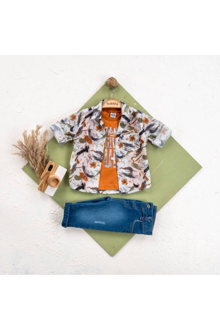 Wholesale Baby Boy 3 Pieces Shirt Trousers Set Suit 6-24M - Brand: Bubbly - Kids & Baby Clothes Wholesale - Globality Store