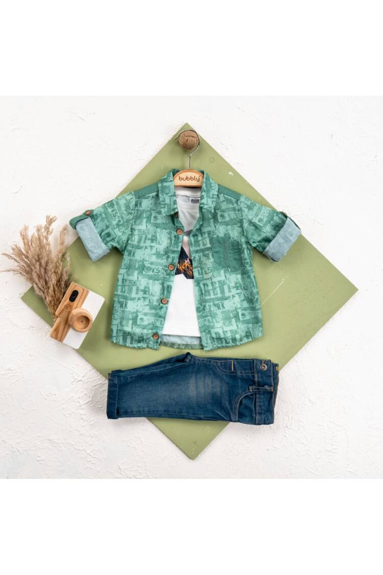 Wholesale Baby Boy 3 Pieces Shirt Trousers Set Suit - Brand: Bubbly - Kids & Baby Clothes Wholesale - Globality Store