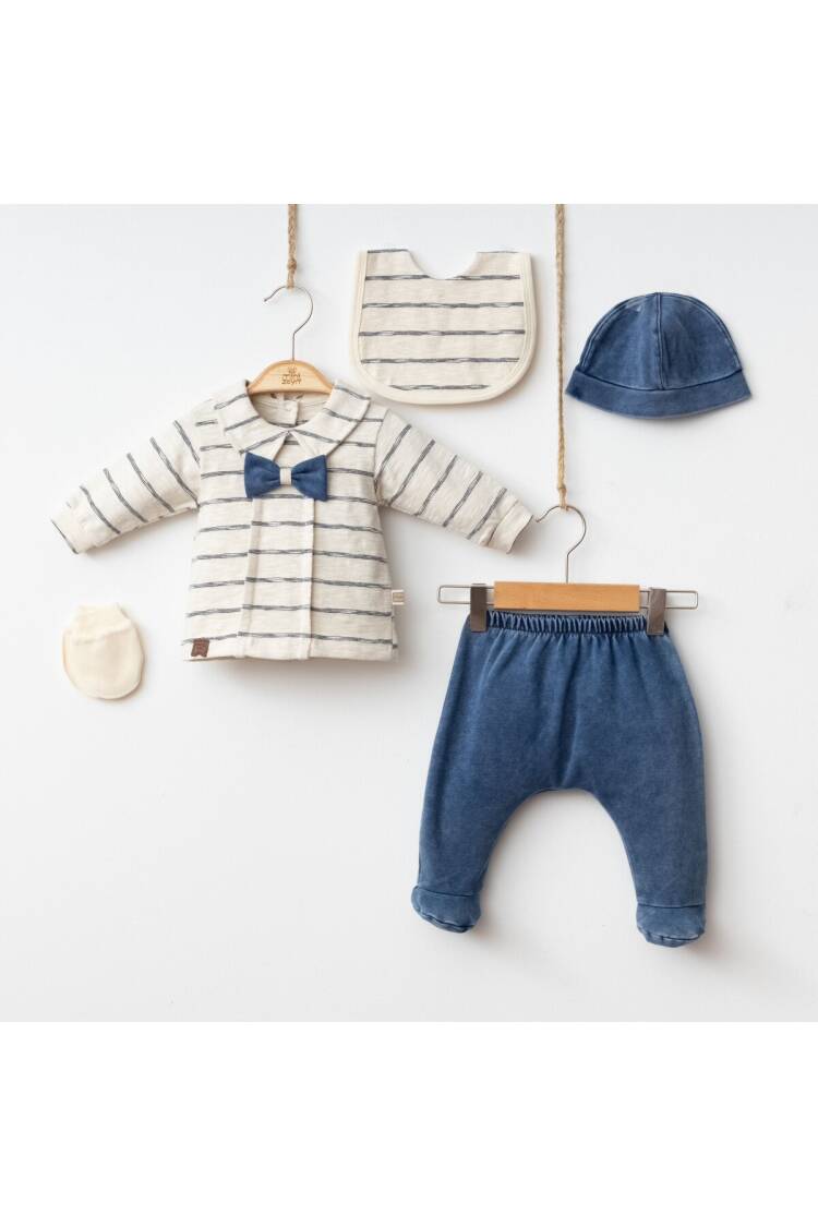 Wholesale Baby Boy 5-Piece Set: Bodysuit Pants Bib and Gloves 0-3M - Brand: Minizeyn - Kids & Baby Clothes Wholesale - Globality Store