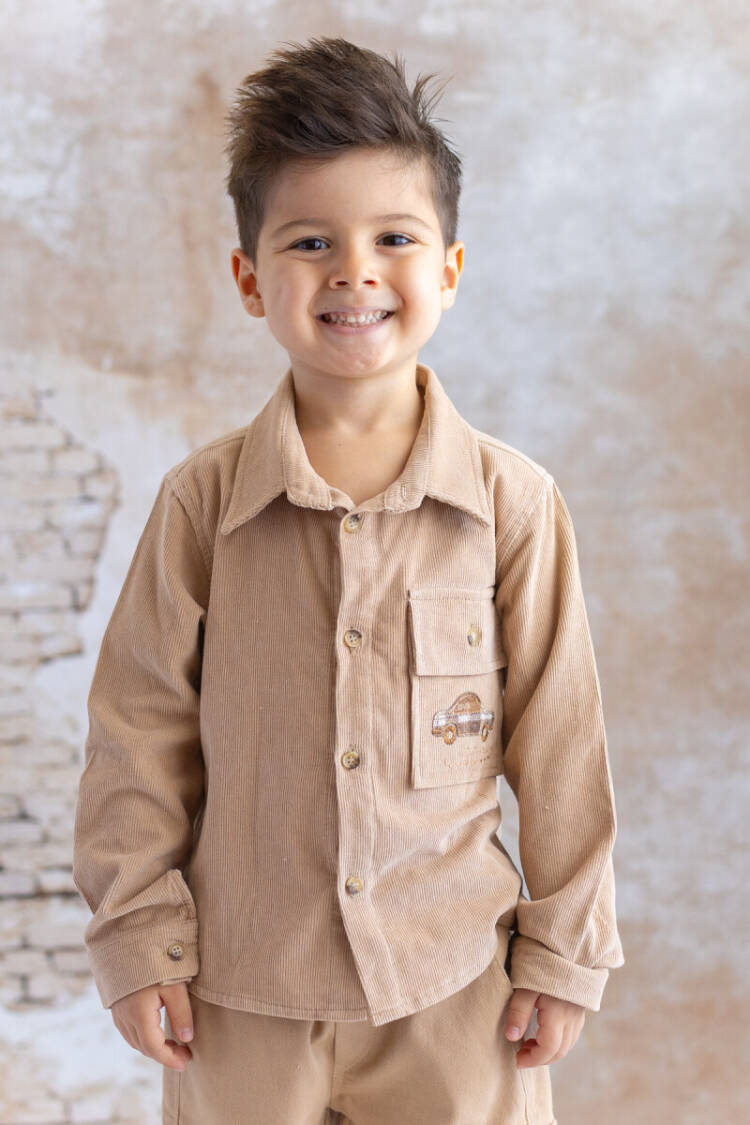 Wholesale Baby Boy Embroidered Corded Velvet Shirt 9-48M - Brand: Mininio - Kids & Baby Clothes Wholesale - Globality Store