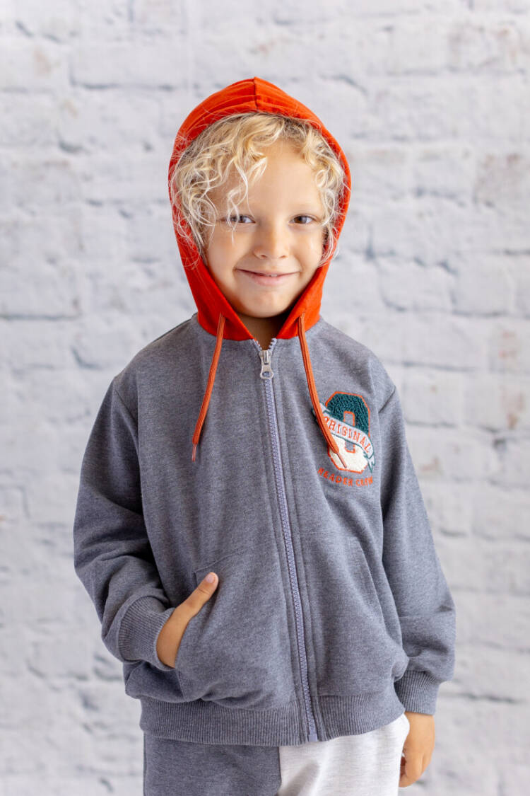 Wholesale Baby Boy Embroidery Detailed Hooded Cardigan 6-48M - Brand: Mininio - Kids & Baby Clothes Wholesale - Globality Store