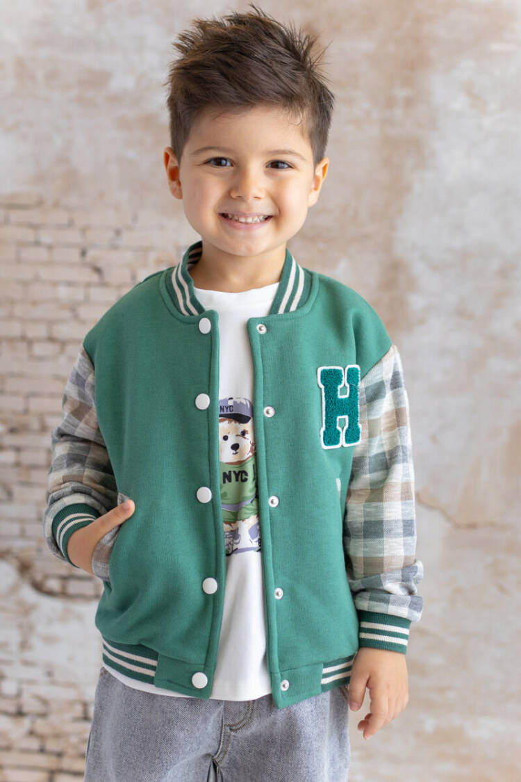 Wholesale Baby Boy Embroidery Detailed Plaid Jacket 6-48M - Brand: Mininio - Kids & Baby Clothes Wholesale - Globality Store